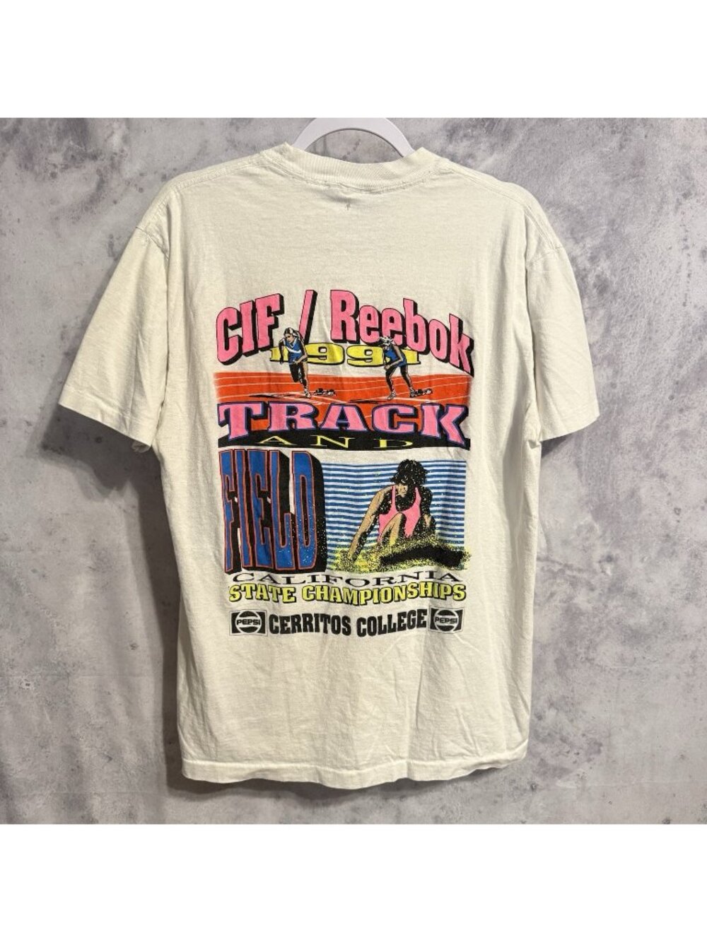 Vintage 90s Reebok Sport Track & Field T Shirt White Single Stitch Size XL